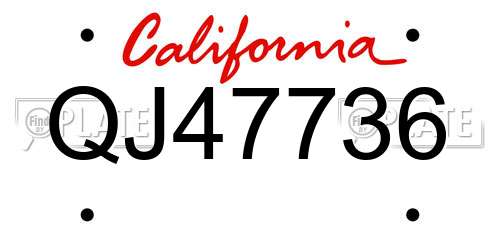 QJ47736 California License Plate