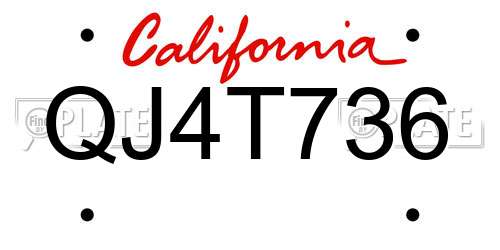 QJ4T736 California License Plate