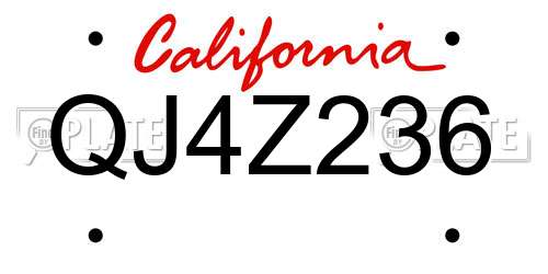 QJ4Z236 California License Plate