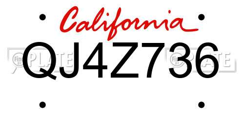 QJ4Z736 California License Plate