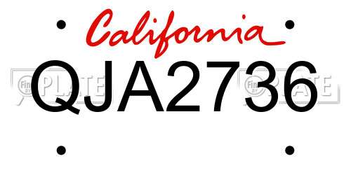 QJA2736 California License Plate