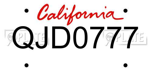 QJD0777 California License Plate