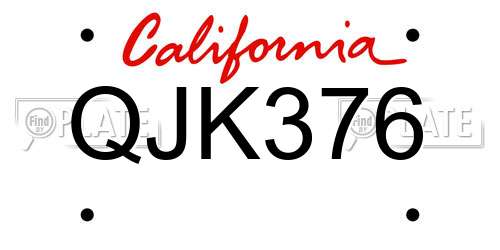 QJK376 California License Plate