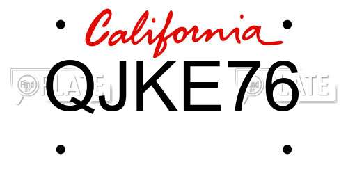 QJKE76 California License Plate