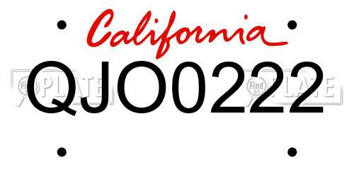 QJO0222 California License Plate