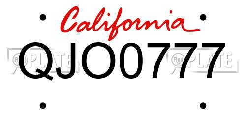 QJO0777 California License Plate