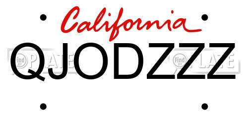 QJODZZZ California License Plate