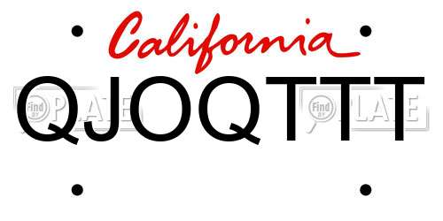 QJOQTTT California License Plate