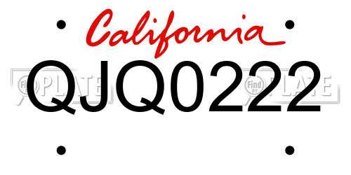 QJQ0222 California License Plate