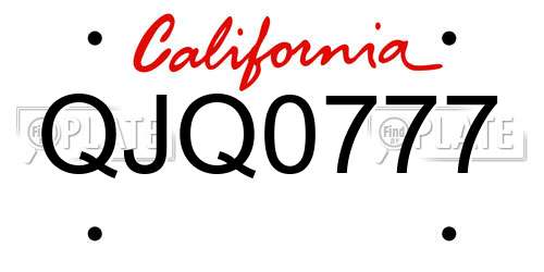 QJQ0777 California License Plate