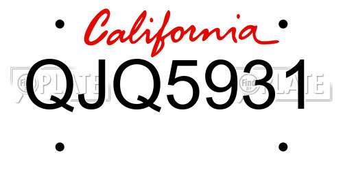 QJQ5931 California License Plate