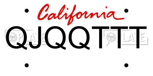 QJQQTTT California License Plate