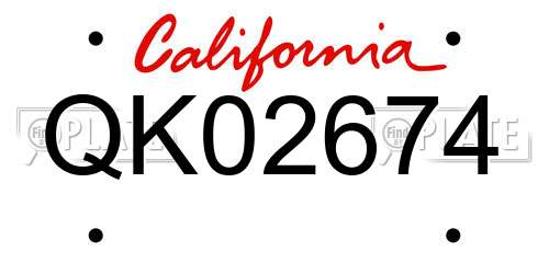 QK02674 California License Plate