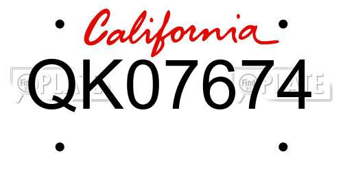 QK07674 California License Plate