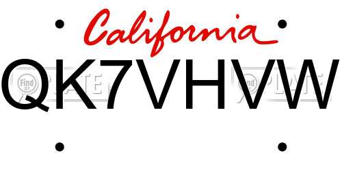 QK7VHVW California License Plate