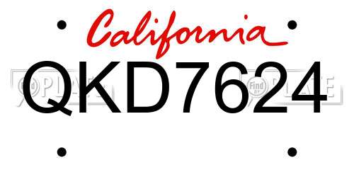 QKD7624 California License Plate
