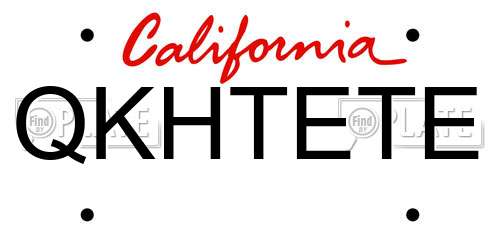 QKHTETE California License Plate