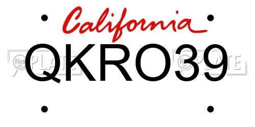 QKRO39 California License Plate