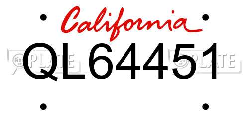 QL64451 California License Plate