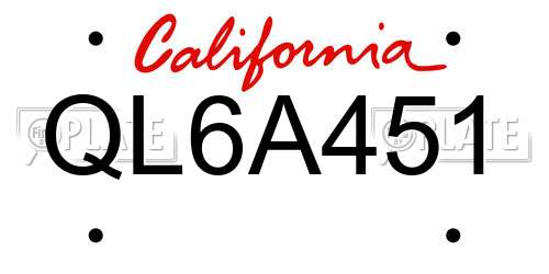 QL6A451 California License Plate