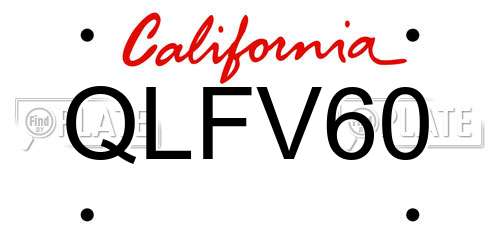 QLFV60 California License Plate