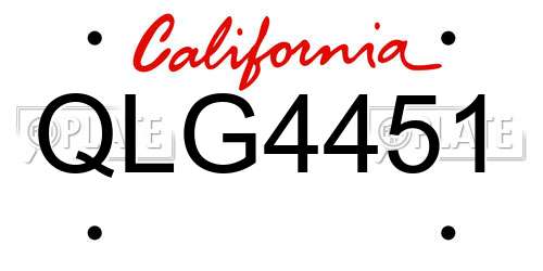 QLG4451 California License Plate