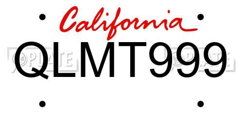 QLMT999 California License Plate