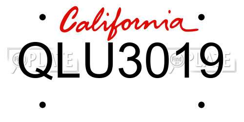 QLU3019 California License Plate