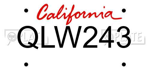 QLW243 California License Plate