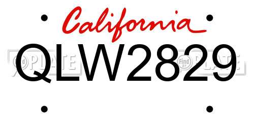 QLW2829 California License Plate