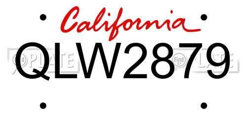 QLW2879 California License Plate