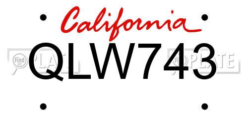 QLW743 California License Plate