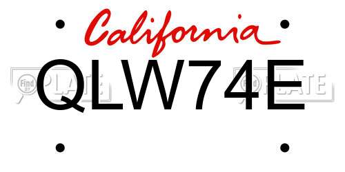 QLW74E California License Plate