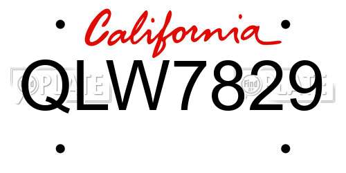 QLW7829 California License Plate