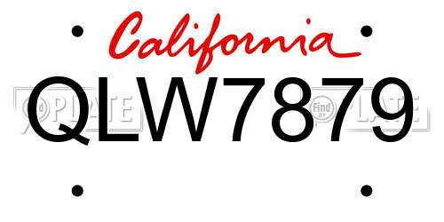 QLW7879 California License Plate