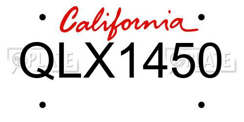 QLX1450 California License Plate
