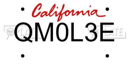 QM0L3E California License Plate