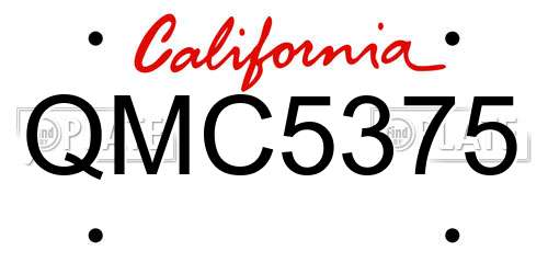 QMC5375 California License Plate