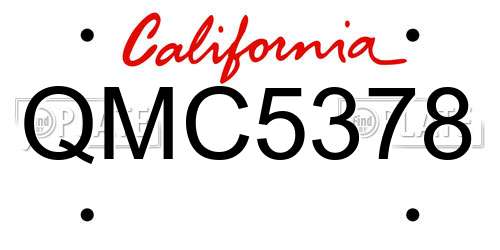 QMC5378 California License Plate