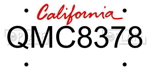 QMC8378 California License Plate