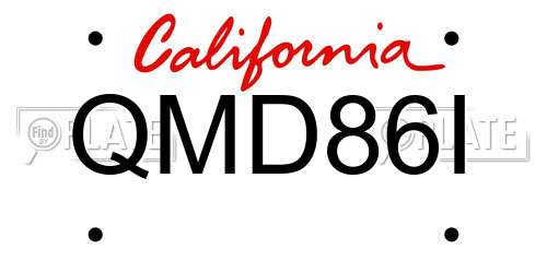 QMD86I California License Plate