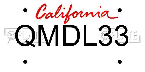 QMDL33 California License Plate
