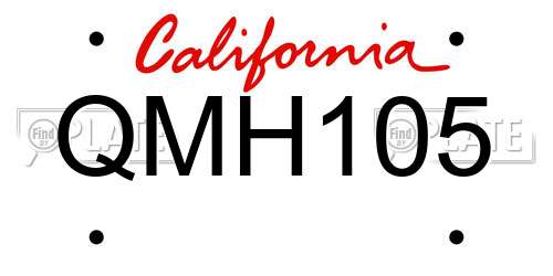 QMH105 California License Plate