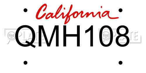 QMH108 California License Plate