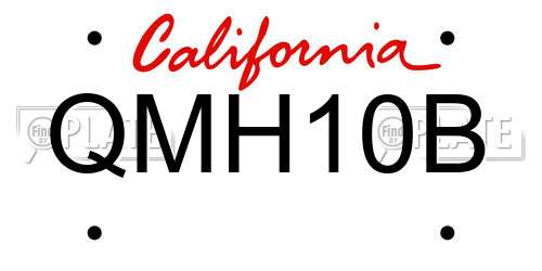 QMH10B California License Plate
