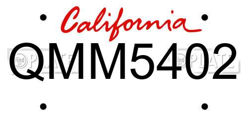 QMM5402 California License Plate