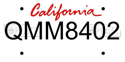 QMM8402 California License Plate