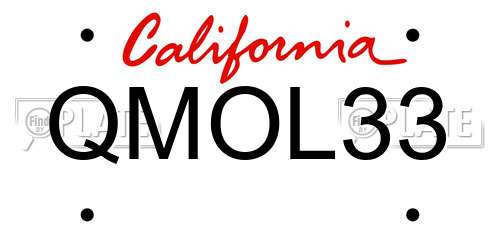 QMOL33 California License Plate