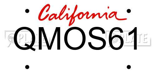 QMOS61 California License Plate