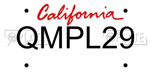 QMPL29 California License Plate